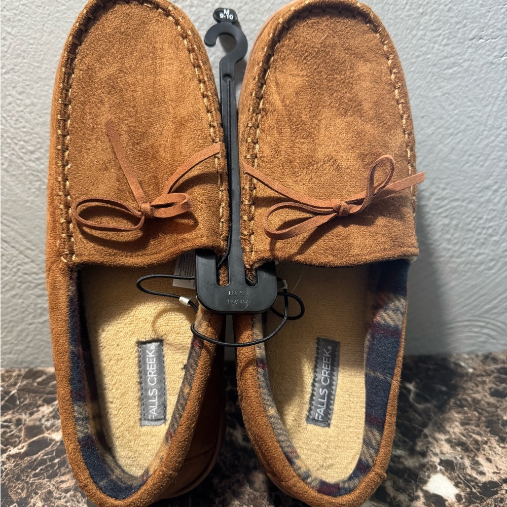 Falls Creek Tan Suede Loafers with Moccasin Stitching